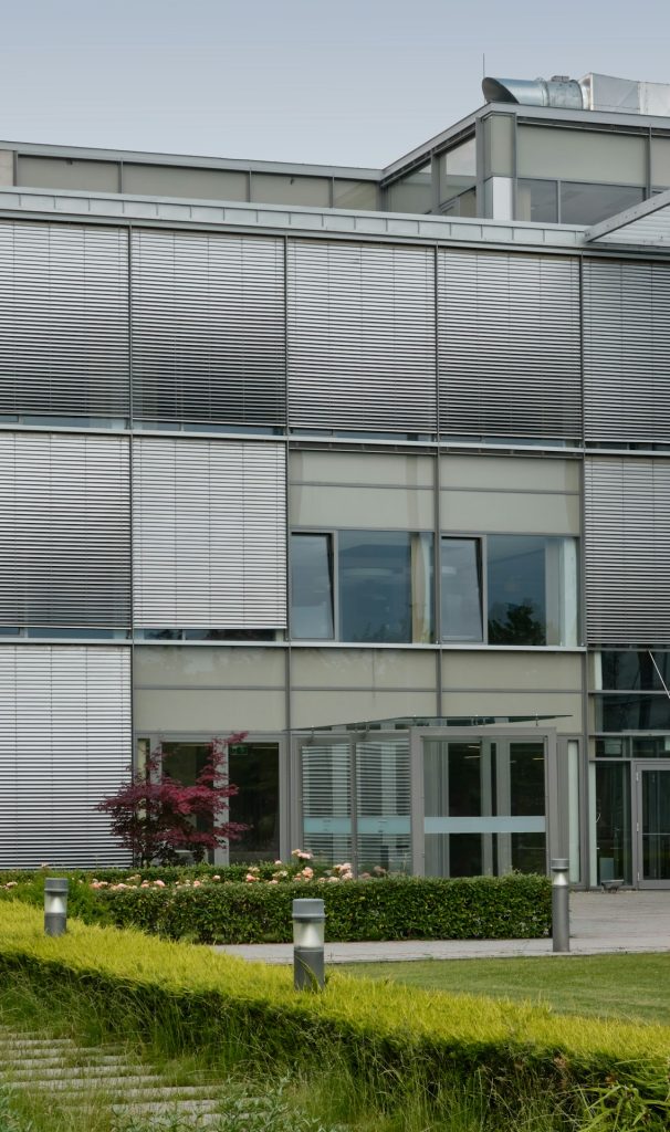 red flowers beside glass building